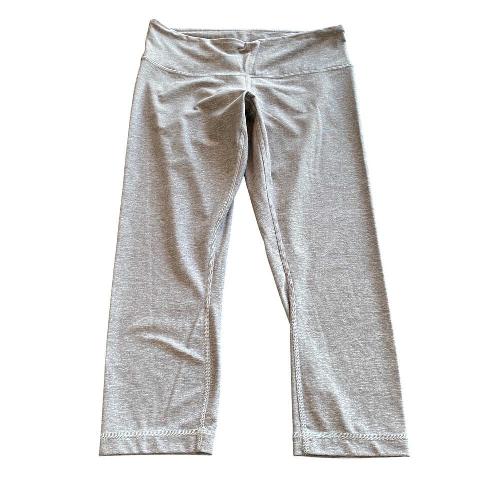 Lululemon Heathered Grey Crop Leggings Size 8 Mid Rise Luon Yoga Pants